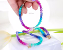 - Solid Gold 14K Multi Gemstone Beaded Necklace with XO Charm