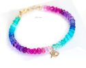 - Solid Gold 14K Multi Gemstone Bracelet with XO Charm
