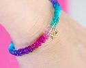 - Solid Gold 14K Multi Gemstone Bracelet with XO Charm