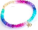 - Solid Gold 14K Multi Gemstone Bracelet with XO Charm