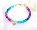 - Solid Gold 14K Multi Gemstone Bracelet with XO Charm