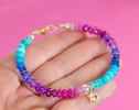 - Solid Gold 14K Multi Gemstone Bracelet with XO Charm