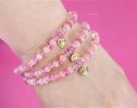 - Solid Gold 14K Pink Opal, Pink Sapphire Bracelet with a 14K Gold Diamond Heart Charm