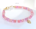 - Solid Gold 14K Pink Opal, Pink Sapphire Bracelet with a 14K Gold Diamond Heart Charm