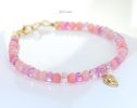 - Solid Gold 14K Pink Opal, Pink Sapphire Bracelet with a 14K Gold Diamond Heart Charm