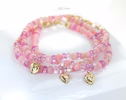 - Solid Gold 14K Pink Opal, Pink Sapphire Bracelet with a 14K Gold Diamond Heart Charm