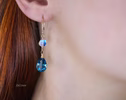 - Solid Gold 14K Rainbow Moonstone and London Blue Topaz Earrings encrusted with Diamonds