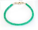 - Solid Gold 14K Zambian Emerald Bracelet, Genuine Emerald Stacking Beaded Bracelet