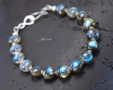 - Sterling Silver Labradorite Bracelet, Bold Blue Flash Labradorite Beaded Bracelet