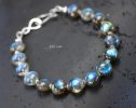 - Sterling Silver Labradorite Bracelet, Bold Blue Flash Labradorite Beaded Bracelet