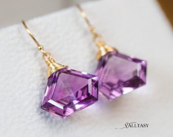 - Fancy Shaped Pink Amethyst Earrings in Gold Filled