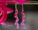 - Pink Sapphire Earrings, Pink Gemstone Drop Earrings in Gold Filled