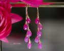 - Pink Sapphire Earrings, Pink Gemstone Drop Earrings in Gold Filled