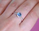 - Rainbow Moonstone Ring in Sterling Silver, Blue Color Changing Gemstone Stacking Ring