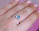 - Rainbow Moonstone Ring in Sterling Silver, Blue Color Changing Gemstone Stacking Ring