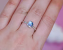 - Rainbow Moonstone Ring in Sterling Silver, Blue Color Changing Gemstone Stacking Ring