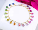 - Rainbow Multi Sapphire Bracelet, Precious Gemstone Drop Bracelet in Gold Filled