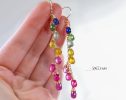 - Rainbow Multi Sapphire Earrings, Precious Gemstone Drop Earrings in Gold Filled