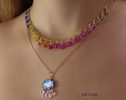 - Rainbow Multi Sapphire Necklace, Precious Gemstone Drop Necklace in Gold Filled