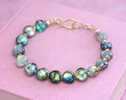 - Solid Gold 14K Labradorite Bracelet, Multi Colored Flash Labradorite Beaded Bracelet