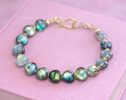 - Solid Gold 14K Labradorite Bracelet, Multi Colored Flash Labradorite Beaded Bracelet