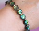 - Solid Gold 14K Labradorite Bracelet, Multi Colored Flash Labradorite Beaded Bracelet