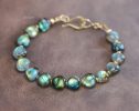 - Solid Gold 14K Labradorite Bracelet, Multi Colored Flash Labradorite Beaded Bracelet
