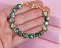 - Solid Gold 14K Labradorite Bracelet, Multi Colored Flash Labradorite Beaded Bracelet