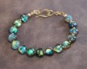 - Solid Gold 14K Labradorite Bracelet, Multi Colored Flash Labradorite Beaded Bracelet