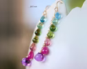- Tourmaline and Multi Gemstone Earrings, Long Dangle Drop Earrings in Gold Filled