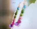 - Tourmaline and Multi Gemstone Earrings, Long Dangle Drop Earrings in Gold Filled