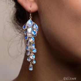 The Moon Reflections Earrings - Rainbow Moonstone Earrings, Drop Cluster Gemstone Earrings in Gold Filled The Moon Reflections Earrings - Rainbow Moonstone Earrings, Drop Cluster Gemstone Earrings in Gold Filled