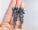 - Blue Labradorite Earrings, Drop Cluster Gemstone Earrings in Gold Filled