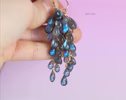 - Blue Labradorite Earrings, Drop Cluster Gemstone Earrings in Gold Filled