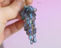 Blue Labradorite Earrings, Drop Cluster Gemstone Earrings in Gold Filled