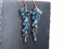 - Blue Labradorite Earrings, Drop Cluster Gemstone Earrings in Gold Filled