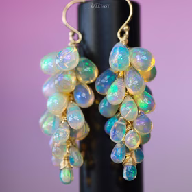 The Potion Earrings - Ethiopian Opal Earrings, Drop Cluster Gemstone Earrings in Gold Filled The Potion Earrings - Ethiopian Opal Earrings, Drop Cluster Gemstone Earrings in Gold Filled