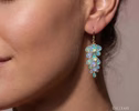 Ethiopian Opal Earrings, Drop Cluster Gemstone Earrings in Gold Filled