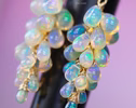 Ethiopian Opal Earrings, Drop Cluster Gemstone Earrings in Gold Filled