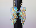 Ethiopian Opal Earrings, Drop Cluster Gemstone Earrings in Gold Filled