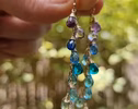 - Multi Gemstone Colorful Rainbow Earrings Wire Wrapped in Gold Filled