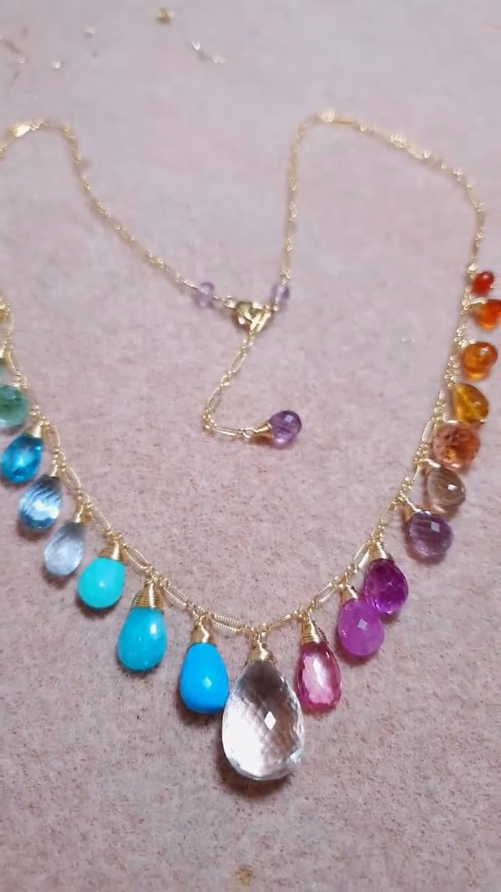 Multi Gemstone Necklace, Precious Drop Necklace, Pastel Candy Necklace