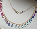 - Rainbow Multi Gemstone Necklace in Gold Filled, Precious Drop Necklace
