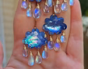 Solid Gold 14K Cloud Moonstone Earrings, Unique Earrings Design