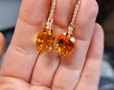 - Solid Gold 14K Diamond Oval Madeira Citrine Earrings, Genuine Natural Citrine Earrings