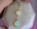 Solid Gold 14K Ethiopian Opal Charm Pendant with a Lobster Claw, One of a Kind