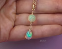 Solid Gold 14K Ethiopian Opal Charm Pendant with a Lobster Claw, One of a Kind