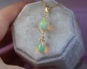 Solid Gold 14K Ethiopian Opal Charm Pendant with a Lobster Claw, One of a Kind