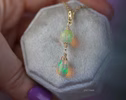 Solid Gold 14K Ethiopian Opal Charm Pendant with a Lobster Claw, One of a Kind