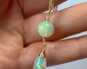 Solid Gold 14K Ethiopian Opal Charm Pendant with a Lobster Claw, One of a Kind